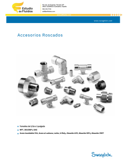Portada catálogo swagelok racores roscados